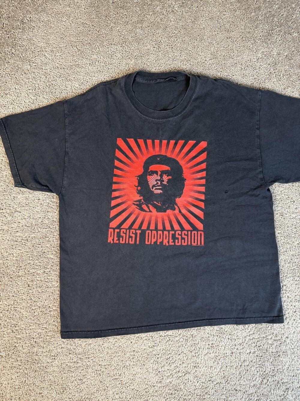 Resist Oppression Shirt Mens 2XL Black Graphic Crew Neck Cotton Relaxed Fit